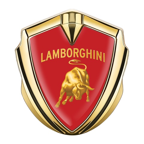 Lamborghini Emblem Auto Zeichen Goldtonfarbe Rote hintergrund Gold Design logo