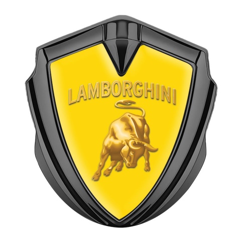 Lamborghini Emblem Aufkleber Autozubehor Graphit Tonfarbe mit GElb Hintergrund und Gold Logo Design