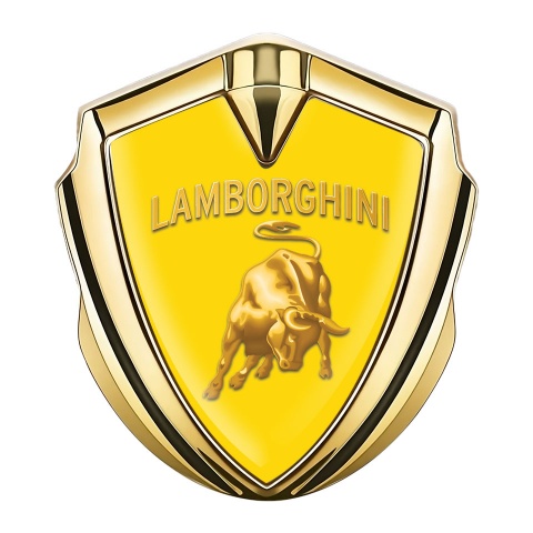 Lamborghini Emblem Aufkleber Autozubehor Goldtonfarbe mit GElb Hintergrund und Gold Logo Design