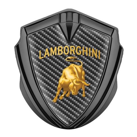 Lamborghini Seitenflugel Emblem Aufkleber Graphit Tonfarbe Dunkles Carbon und Gold Logo Design
