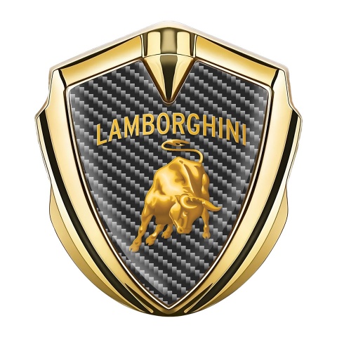 Lamborghini Seitenflugel Emblem Aufkleber Goldtonfarbe Dunkles Carbon und Gold Logo Design