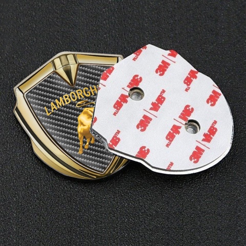 Lamborghini Seitenflugel Emblem Aufkleber Goldtonfarbe Dunkles Carbon und Gold Logo Design