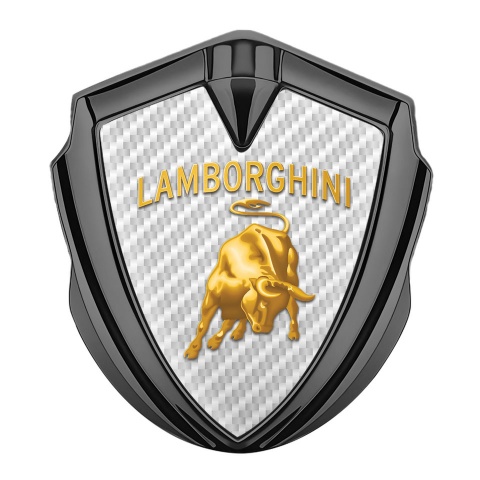 Lamborghini Emblem Abzeichen Graphit Tonfarbe Weiss carbon und Gold Logo Design