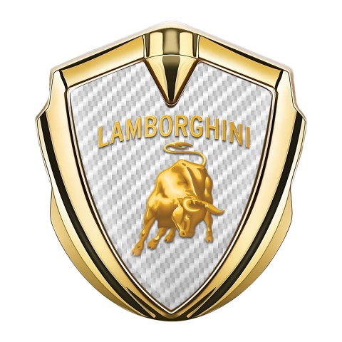 Lamborghini Emblem Abzeichen Goldtonfarbe Weiss carbon und Gold Logo Design