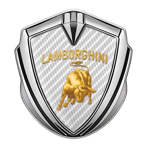 Lamborghini Emblem Abzeichen Silbertonfarbe Weiss carbon und Gold Logo Design