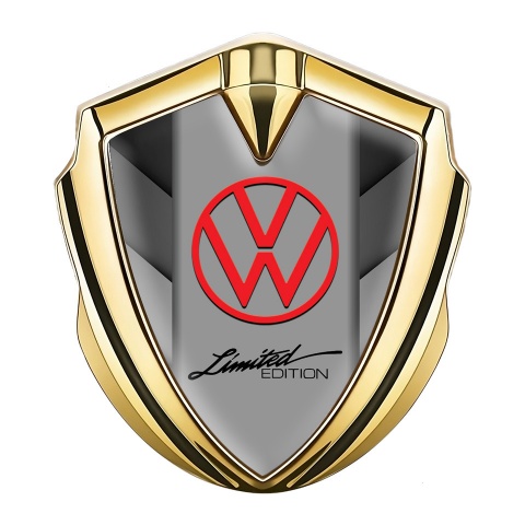 VW Seitenflugel Emblem Aufkleber Goldtonfarbe mit Monochrome Platten Vorlage