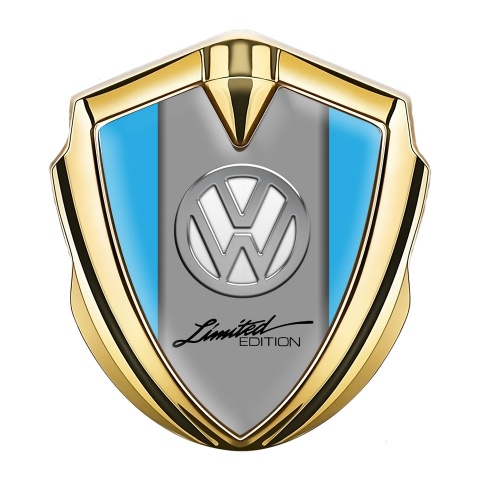 VW Emblem Aufkleber Autozubehor Goldtonfarbe mit Blaues und Chrom Logo Design