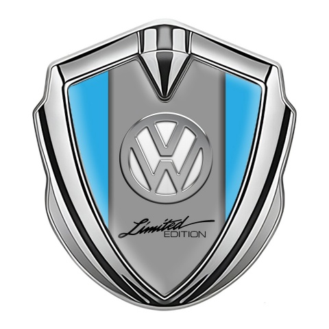 VW Emblem Aufkleber Autozubehor Silbertonfarbe mit Blaues und Chrom Logo Design