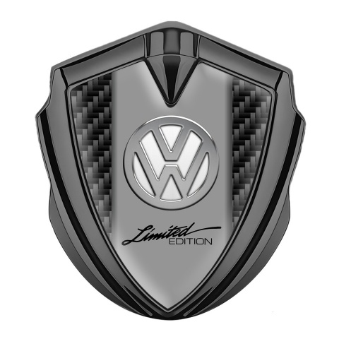 VW Emblem Abzeichen Graphit Tonfarbe mit Schwarz Kohlenstoff und Chrom Logo Stil