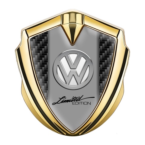 VW Emblem Abzeichen Goldtonfarbe mit Schwarz Kohlenstoff und Chrom Logo Stil