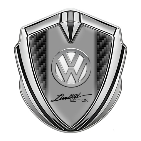 VW Emblem Abzeichen Silbertonfarbe mit Schwarz Kohlenstoff und Chrom Logo Stil