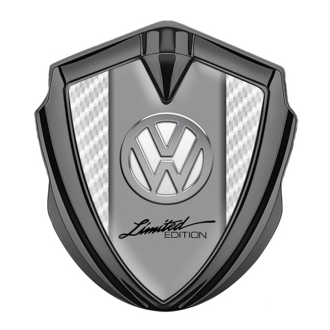 VW Emblem Abzeichen selbstklebend Graphit Tonfarbe mit Weiss Carbon und Chrom Logo Stil