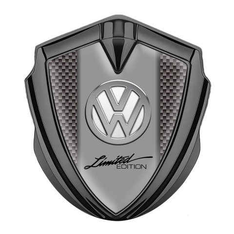 VW Selbstklebendes Metallaufkleber Emblem Graphit Tonfarbe mit Braun carbon und Chrom logo Stil