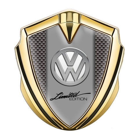 VW Selbstklebendes Metallaufkleber Emblem Goldtonfarbe mit Braun carbon und Chrom logo Stil