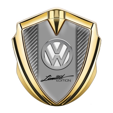 VW Emblem Abzeichen selbstklebend Goldtonfarbe mit Leichter Kohlenstoff und Chrom Logo