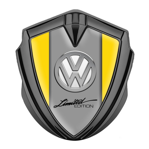 VW Emblem Auto Zeichen Graphit Tonfarbe mit Gelb Basis Chrom Logo design