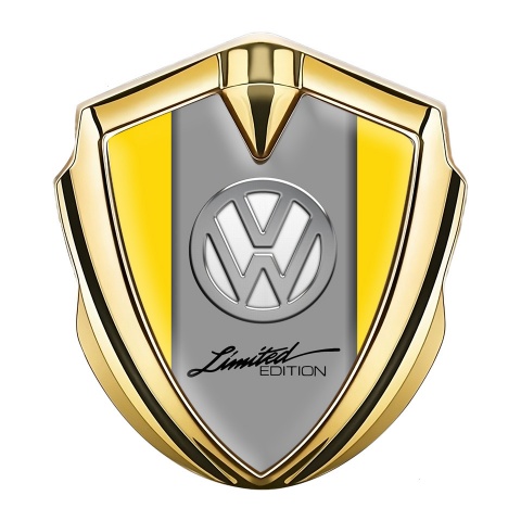 VW Emblem Auto Zeichen Goldtonfarbe mit Gelb Basis Chrom Logo design