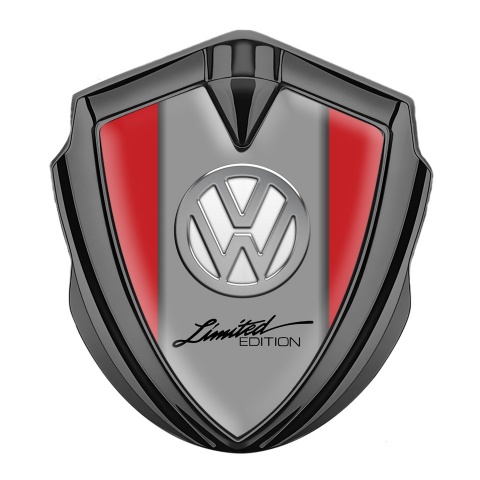 VW Emblem Aufkleber Autozubehor Graphit Tonfarbe mit Rote Hintergrund und Chrom Logo