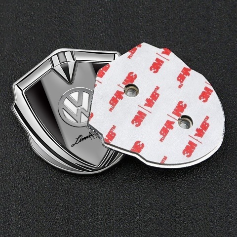 VW Emblem Logo Schriftzug Aufkleber Silbertonfarbe mit Schwarz Vorlage und Chrom logo