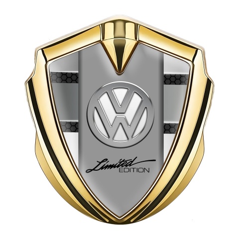 VW Seitenflugel Emblem Aufkleber Goldtonfarbe mit Grau Horizontale Segel Design