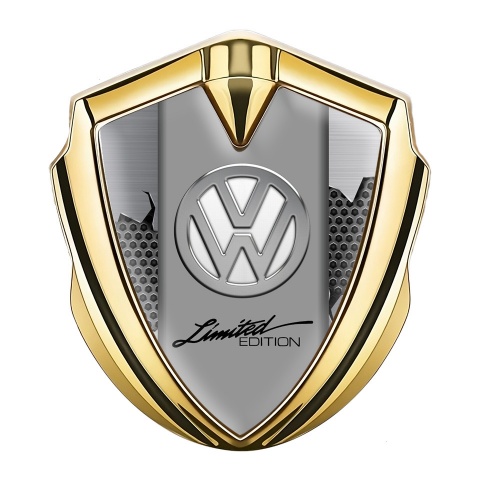 VW Selbstklebendes Metallaufkleber Emblem Goldtonfarbe mit Zerrissener Stahl Effekt Design