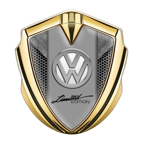 VW Seitenflugel Emblem Aufkleber Goldtonfarbe mit Chrom weiss Logo Design
