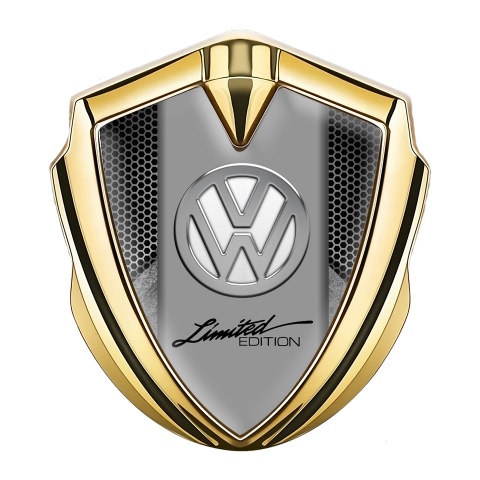 VW Emblem Abzeichen Goldtonfarbe mit Chrom weiss Logo Auflage
