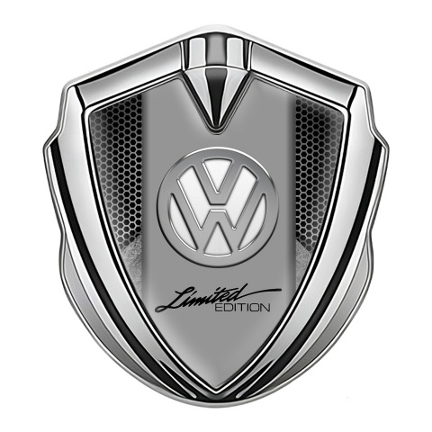 VW Emblem Abzeichen Silbertonfarbe mit Chrom weiss Logo Auflage