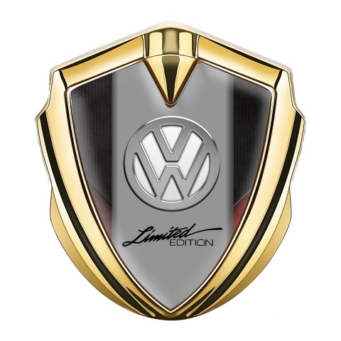 VW Abzeichen selbstklebend Goldtonfarbe mit Raue Textur Basis und Chrom Weiss Logo