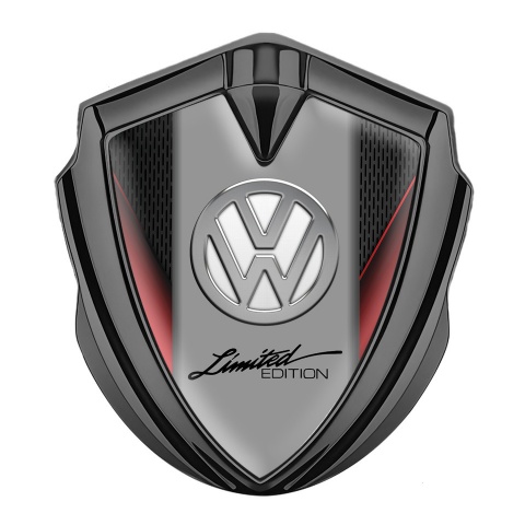 VW Emblem Abzeichen selbstklebend Graphit Tonfarbe mit Schwarz Rote Vorlage Stil