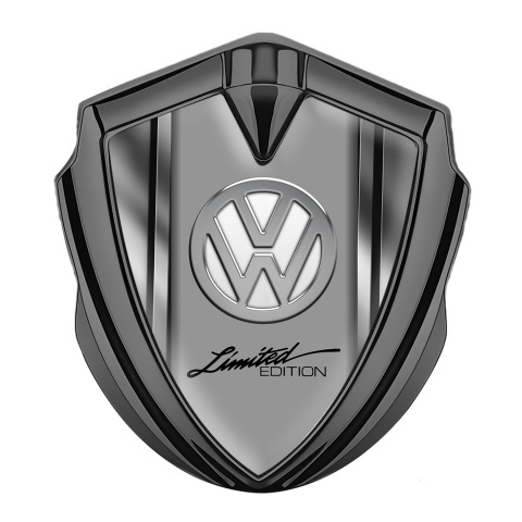 VW Emblem Aufkleber Autozubehor Graphit Tonfarbe mit Polierte Rahmen Basis und Chrome Weiss Logo