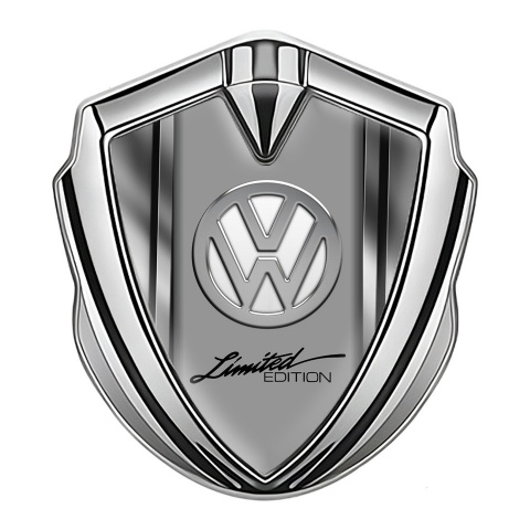 VW Emblem Aufkleber Autozubehor Silbertonfarbe mit Polierte Rahmen Basis und Chrome Weiss Logo