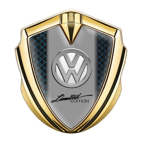 VW Emblem Auto Zeichen Goldtonfarbe mit Blaue Quadrate Design