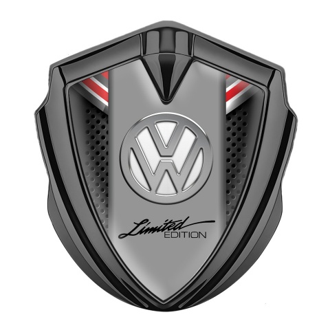 VW Emblem Aufkleber Autozubehor Graphit Tonfarbe mit Rotes Band Fundaments Stil