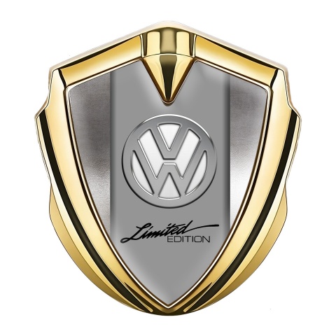 VW Emblem Abzeichen selbstklebend Goldtonfarbe Mit Polierter Stahl Fundaments