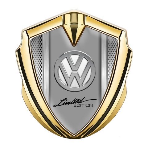 VW Emblem Auto Zeichen Goldtonfarbe mit Aluminium Fundaments Stil