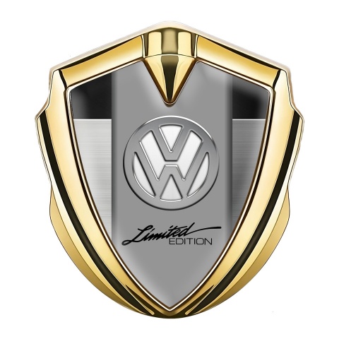 VW Emblem Aufkleber Autozubehor Goldtonfarbe mit Stahlplatte Basis Design und Chrom Logo