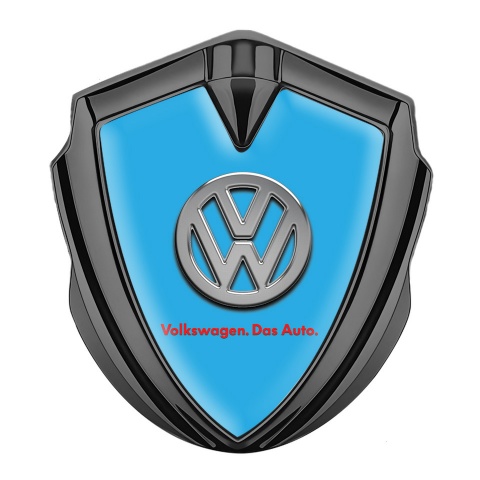 VW Emblem Logo Schriftzug Aufkleber Graphit Tonfarbe mit Himmelblau Vorlage und Das Auto Logo