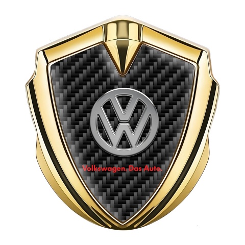 VW Seitenflugel Emblem Aufkleber Goldtonfarbe mit Schwarz Kohlenstoff und Das Auto Logo