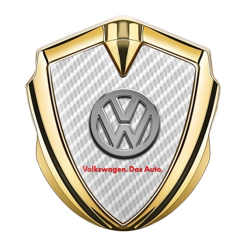 VW Emblem Abzeichen Goldtonfarbe mit Weiss Kohlenstoff Fundaments und Logo Das Auto