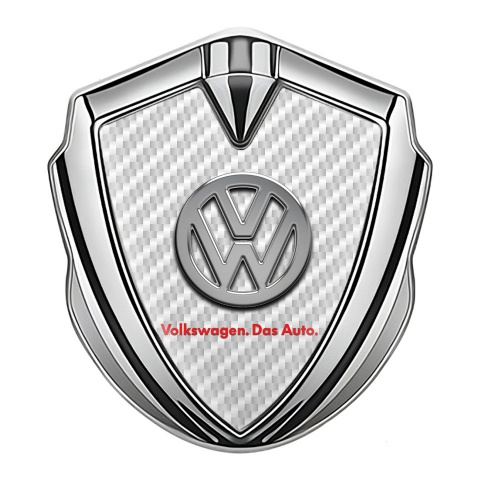 VW Emblem Abzeichen Silbertonfarbe mit Weiss Kohlenstoff Fundaments und Logo Das Auto