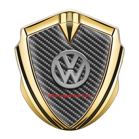 VW Abzeichen selbstklebend Goldtonfarbe mit Dunkel Kohlenstoff und Logo Das Auto