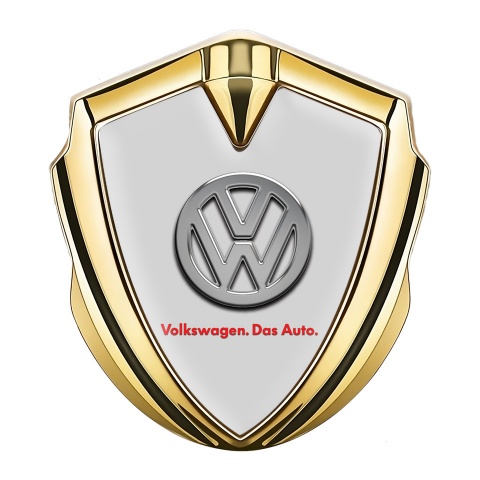 VW Emblem Abzeichen selbstklebend Goldtonfarbe mit Grau Fundaments und Logo Das Auto