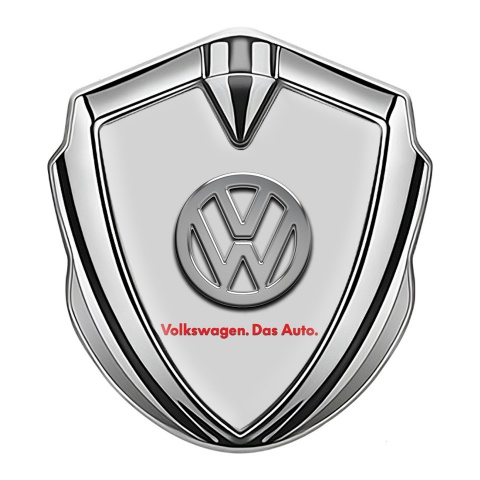 VW Emblem Abzeichen selbstklebend Silbertonfarbe mit Grau Fundaments und Logo Das Auto