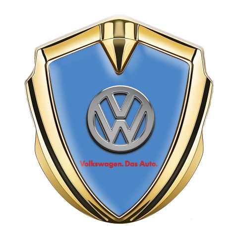 VW Emblem Auto Zeichen Goldtonfarbe mit Blau Fundaments und Logo Das Auto