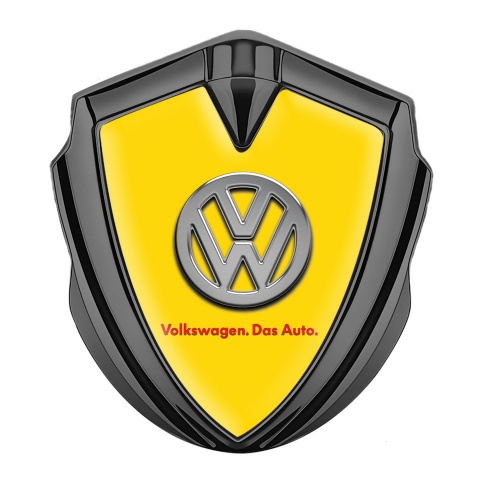 VW Selbstklebendes Metallaufkleber Emblem Graphit Tonfarbe mit Gelb Fundaments Design