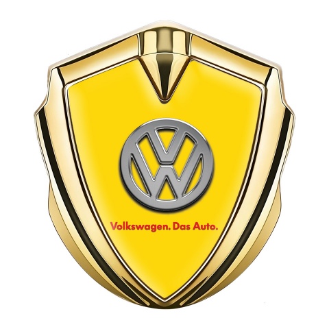VW Selbstklebendes Metallaufkleber Emblem Goldtonfarbe mit Gelb Fundaments Design
