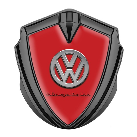 VW Emblem Logo Schriftzug Aufkleber Graphit Tonfarbe mit Rote Fundaments Design
