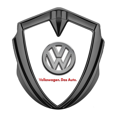 VW Seitenflugel Emblem Aufkleber Graphit Tonfarbe Weiss Basis mit Chrom Rot Logo