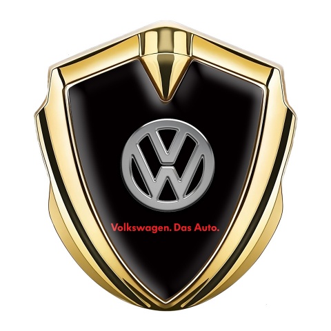 VW Emblem Abzeichen Goldtonfarbe mit Schwarz Fundaments und Logo Das Auto